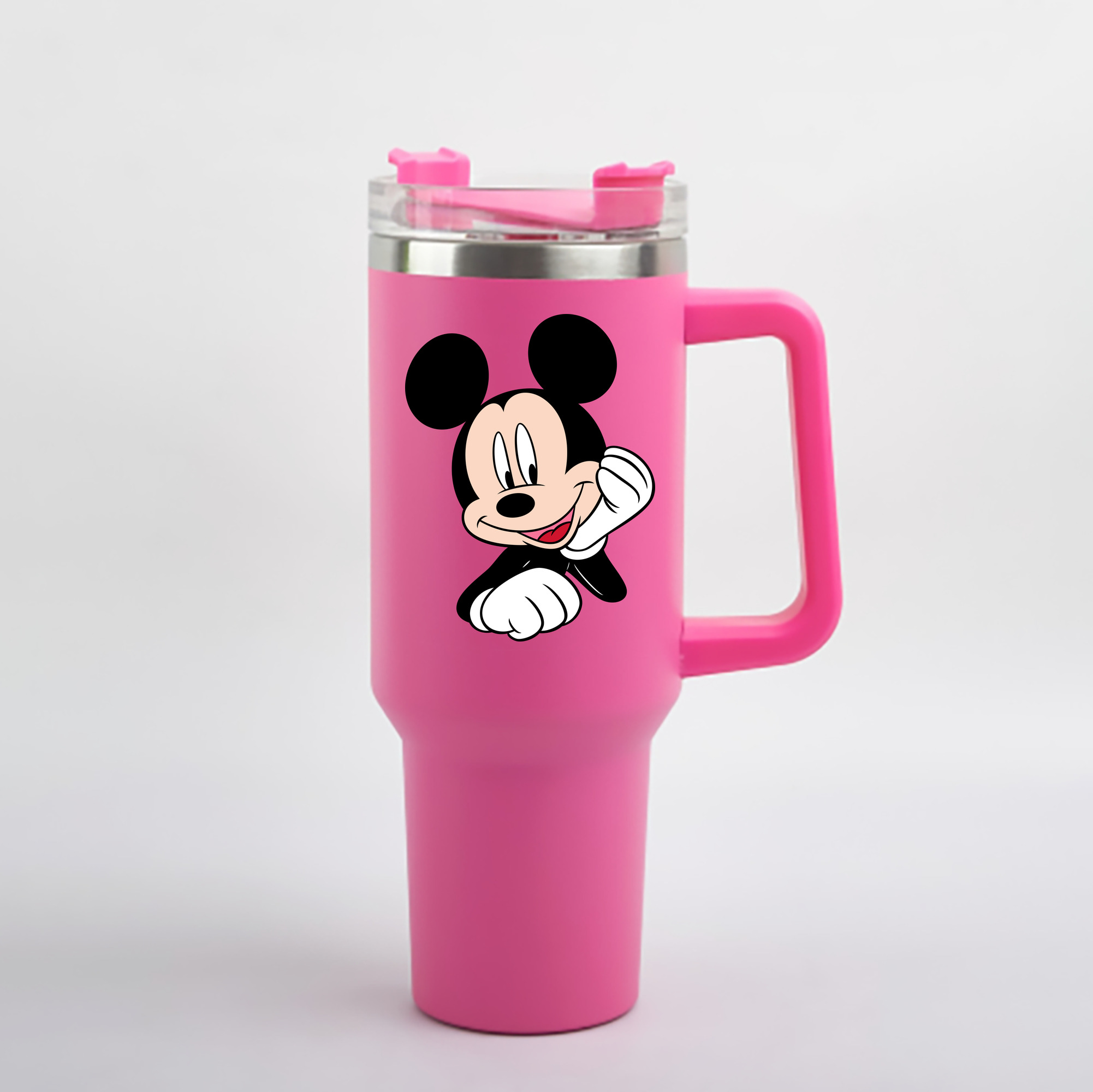 （画像用） ミッキーマウス Mickey Mouse 1200mL車用タンブラー - クリスタルステッカー（プラスチックストロー付き）
